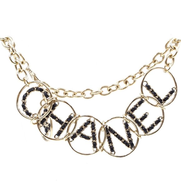 Xxl Cc Logo Spelled Out Gold Choker Necklace - Picture 3 of 8